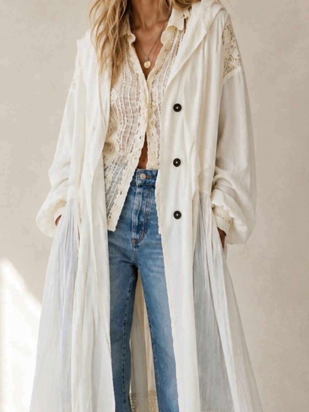 Free People Float On Lace Cardi. NWT. Size S. Oversized fit. Fit sizes S - XL